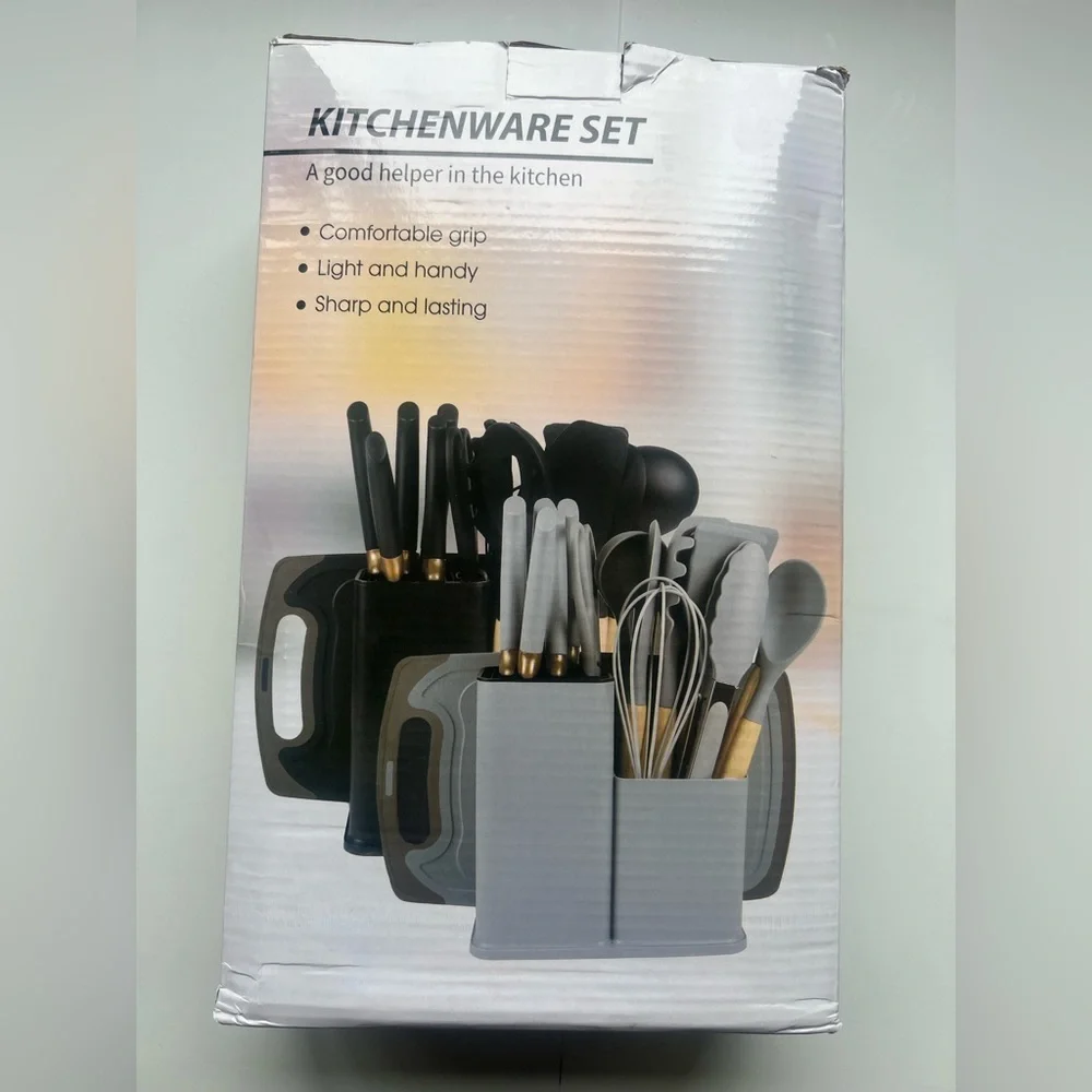 OPEN BOX..19-Piece Cooking Tools and Knives Set, Kitchen Utensils Set.